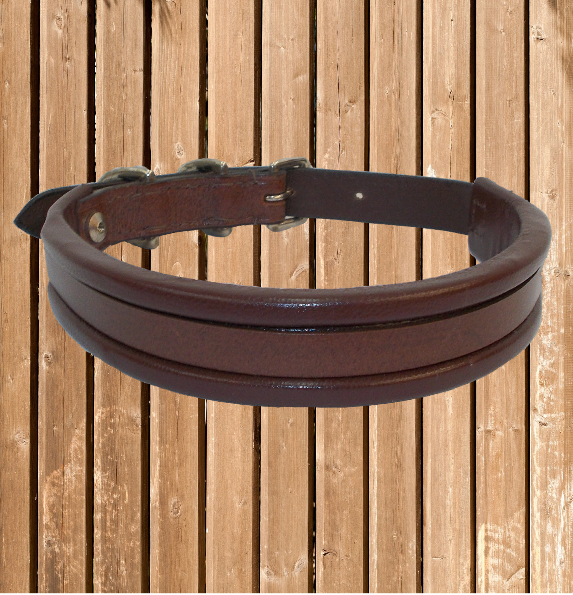 Hundehalsband f. Schmuckbuchstaben, HKM Leder Halsband, braun